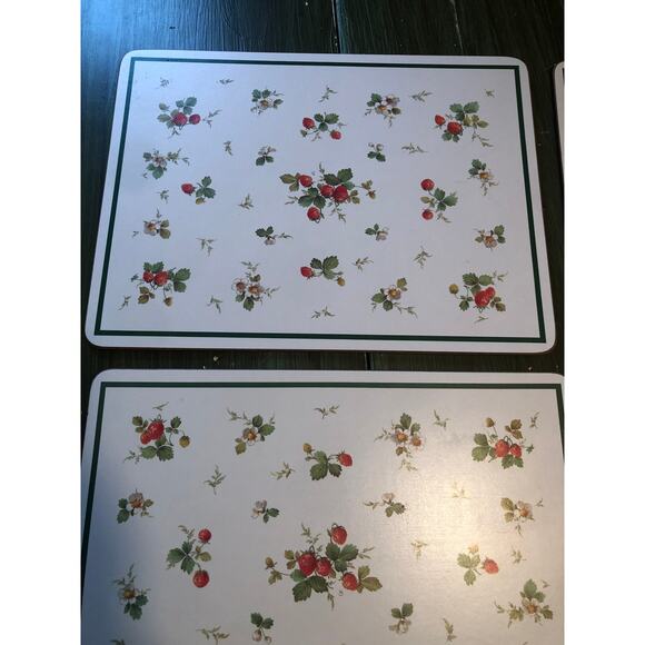 English Life Vintage Cork Backed 12"x9" Placemats Strawberry Patch Qty 4 - Picture 6 of 8